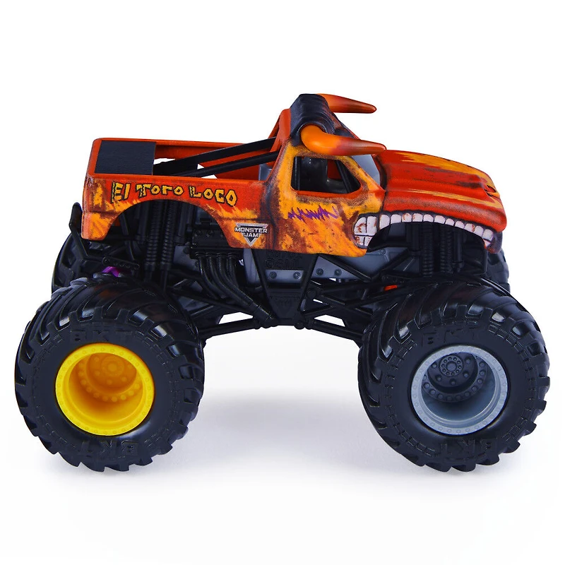 Monster Jam, Monster truck El Toro Loco officiel, véhicule en métal moulé, série Wreckless Trucks, échelle 1:64
