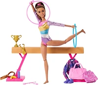 Barbie Coffret de jeu Gymnaste, poupée mode, brunette, 10accessoires