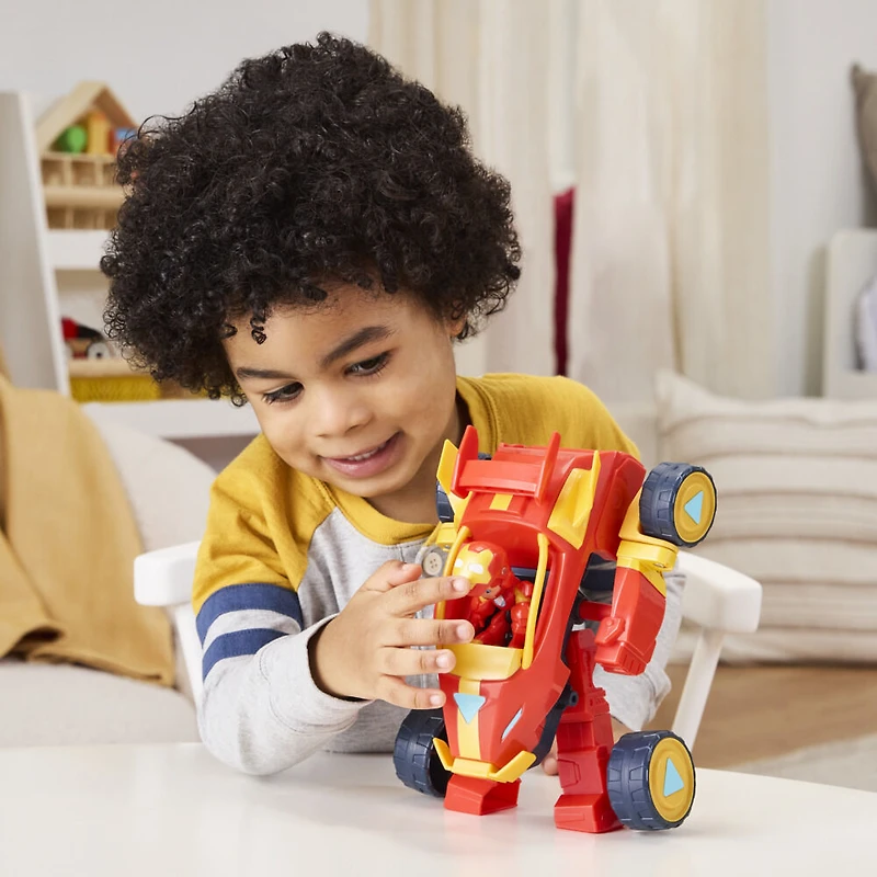 Marvel Iron Man and his Awesome Friends Iron Man, armure et véhicule 2-en-1, figurine avec véhicule