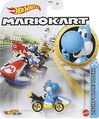 Hot Wheels - Mario Kart - Yoshi Stardard Kart, Bleu