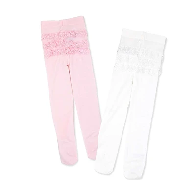 Baby Mode Signature Lot de 2 collants : rose et blanc