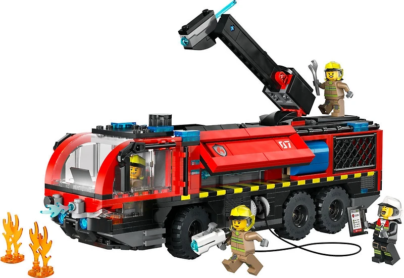 LEGO City Le camion de pompiers de l'aéroport - Ensemble de construction de véhicule d'urgence pour garçons et filles de 7 ans et plus - 60499