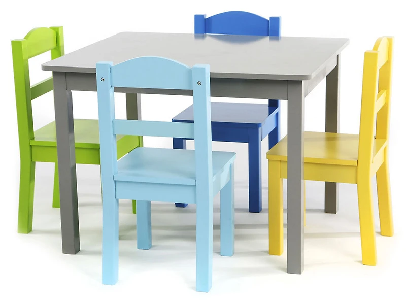 Table en bois avec quatre chaises Elements - gris