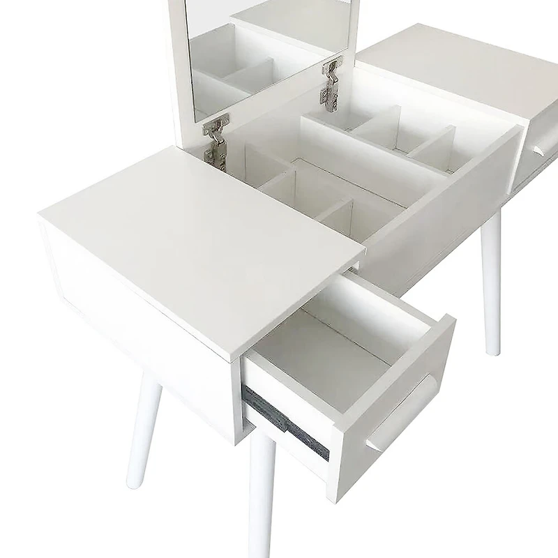 White Dressing Table/Desk with Mirror