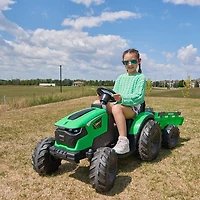 Voltz Toys Tracteur agricole avec pelle, pelleteuse et remorque