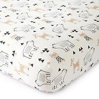 Levtex Baby - Drap-housse pour lit de bébé taupe et gris Bailey à thème de la forêt.