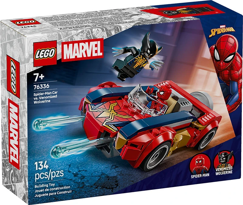LEGO Marvel Spider-Man La Voiture de Spider-Man contre Wolverine Venomisé - Jouet de Construction de Superhéros pour Enfants - 76336