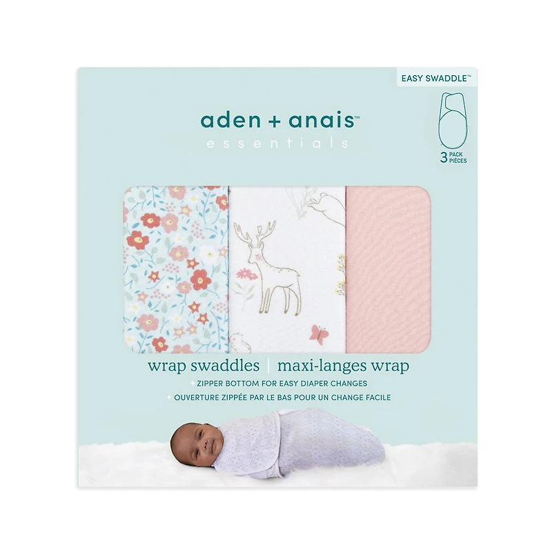 Aden + Anais Fairy Tale Flower 3 pack  Wrap Swaddle 4-6 Months