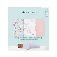Aden + Anais Fairy Tale Flower 3 pack  Wrap Swaddle 4-6 Months