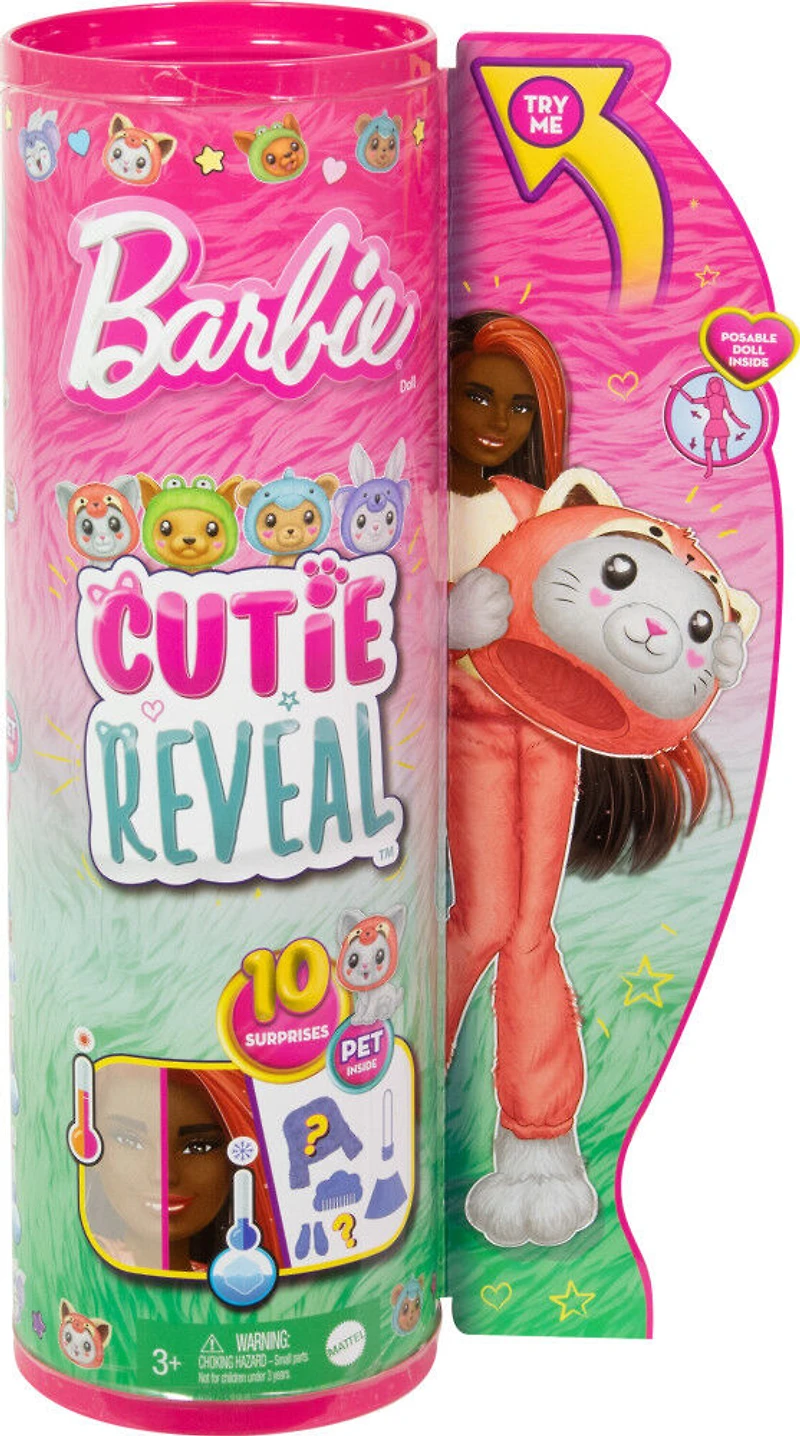 Barbie Cutie Reveal Costume-Themed Series Doll & Accessories with 10 Surprises, Kitten as Red Panda