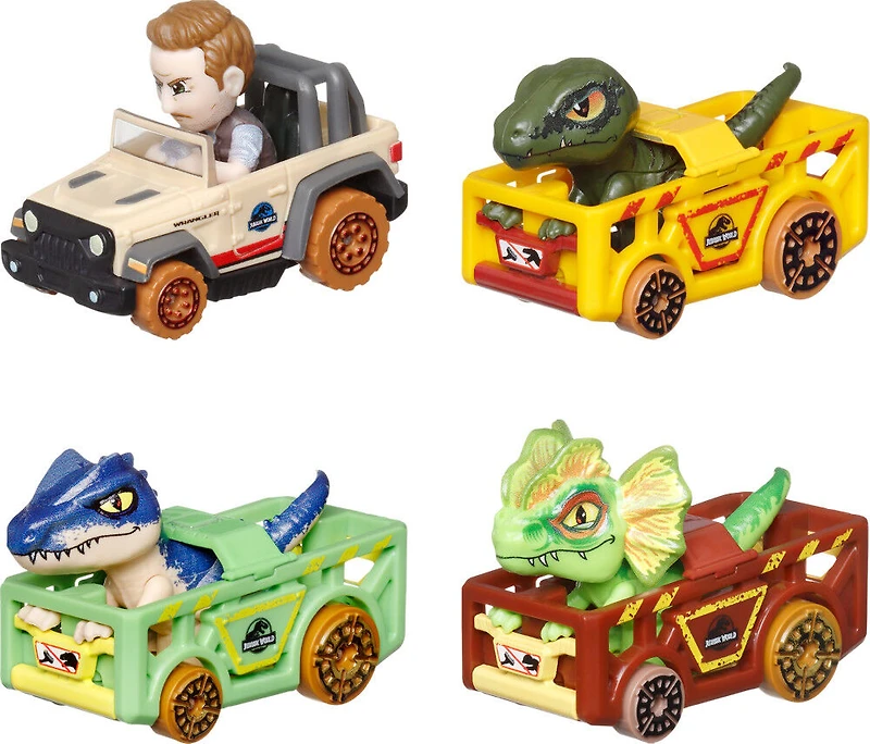 Hot Wheels RacerVerse Coffret de 4 véhicules Métal Jurassic World