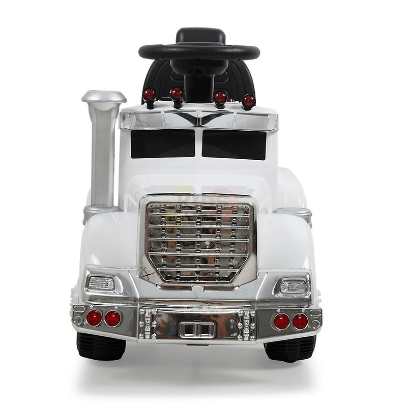 KidsVip 6V Enfants at Tout-Petits Big Rig Monter sur la Voiture de Poussée de Camion Voiture Eléctrique avec Commande à Distance - Blanc - Édition anglaise