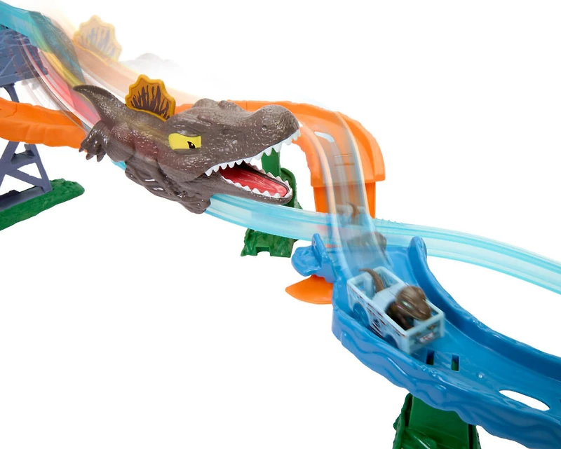 HotWheels-Coffret RacerVerse Jurassic World-avec dinosaure et piste