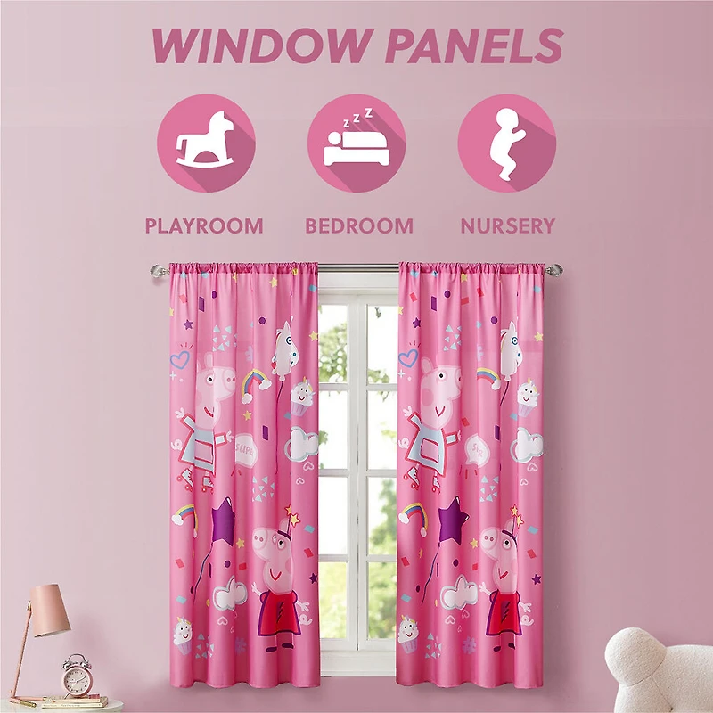 Rideaux Peppa Pig pour Enfants, Ensemble de 2 Panneaux