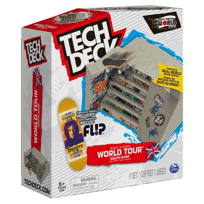 Tech Deck, Build-A-Park World Tour, South Bank, Ramp Set with Signature Fingerboard - English Edition