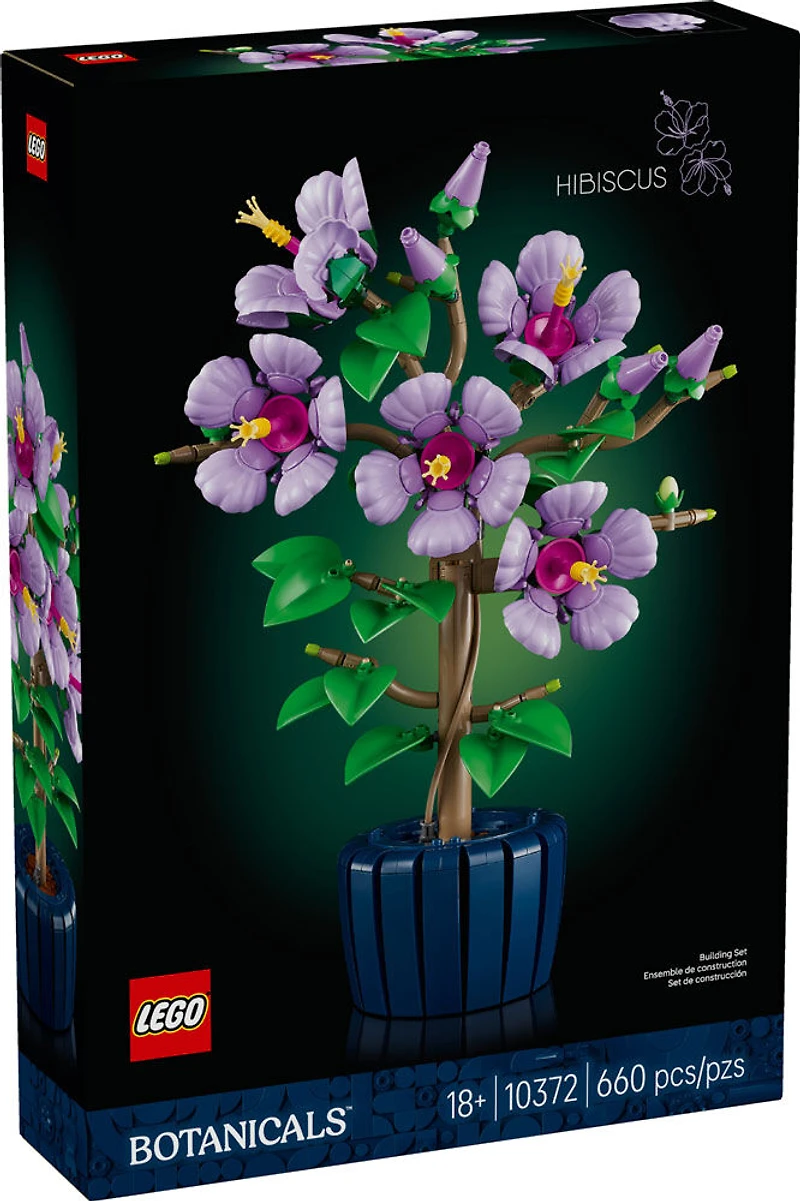 LEGO Botanicals L'Hibiscus, Ensemble pour Adultes, Décor Floral avec Pot de Fleurs Bleu 10372