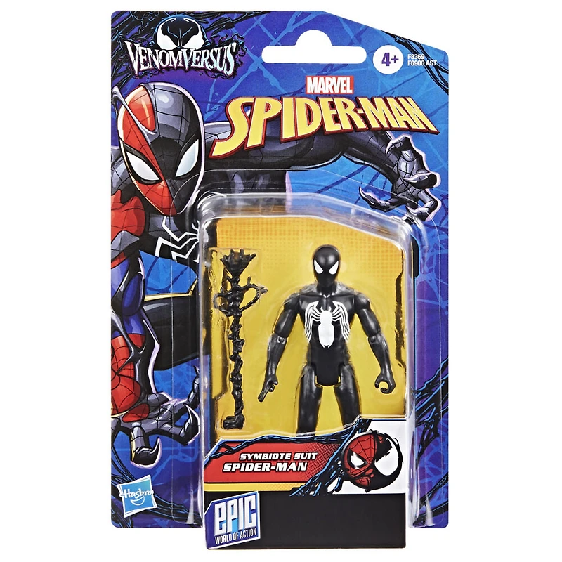 Marvel Spider-Man Epic Hero Series, figurine Spider-Man en costume de symbiote de 10 cm