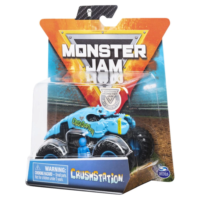 Monster Jam, Monster truck authentique Crushstation en métal moulé à l'échelle 1:64, série Crazy Creatures