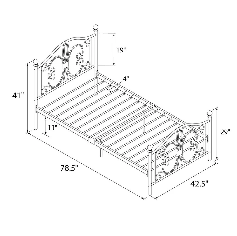 Lit en métal bombay- jumeau, blanc DHP