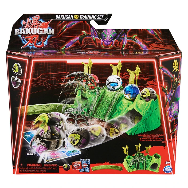 Bakugan Training Set avec Spidra, thème clan des insectes, figurine articulée personnalisable, cartes à échanger et coffret