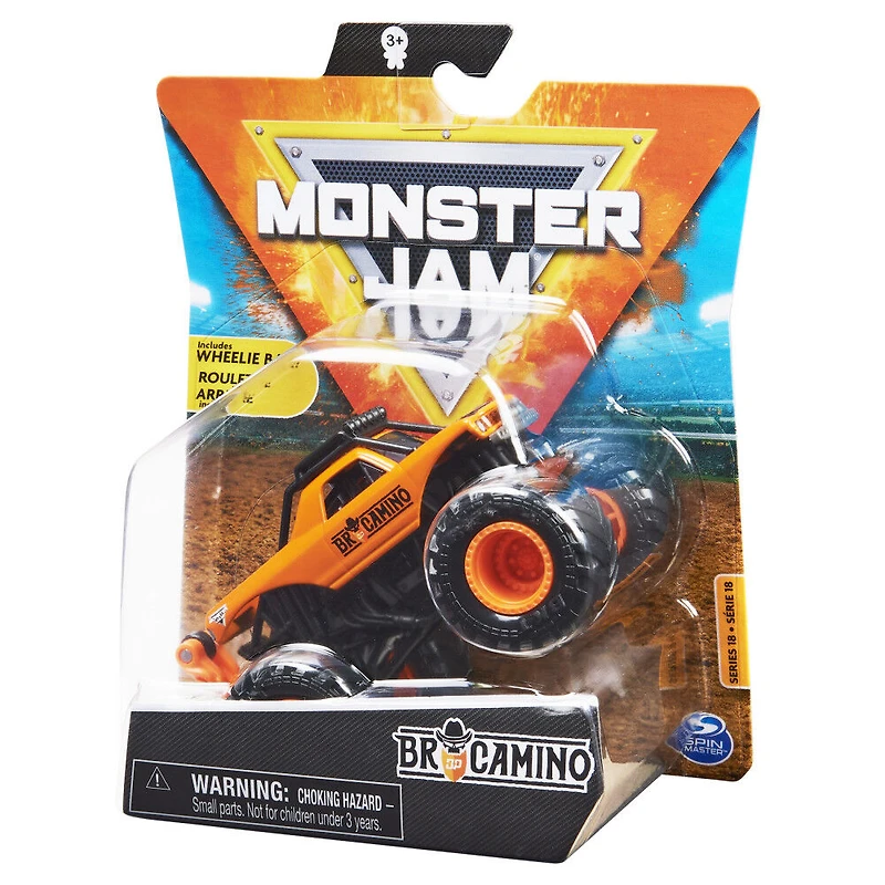 Monster Jam, Monster truck BroCamino officiel, véhicule en métal moulé, série Arena Favorites, échelle 1:64