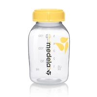 Bouteilles de conservation pour lait maternel Medela, emballage de 3 bouteilles pour lait maternel de 150ml avec tétines, couvercles, cols à base large et capuchons pour transport, fabriquées sans BPA.