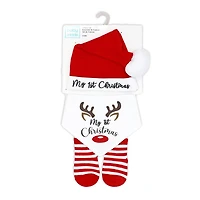 Baby Mode My 1st Christmas Hat, Bib and Sock Set Reindeer