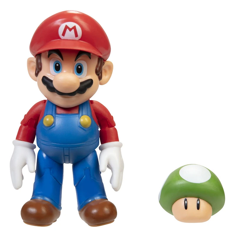 Figurine Nintendo de 4 pouces : Mario avec un Champignon 1Up