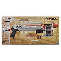 Nerf Ultra - Blaster Three, à pompe, chargeur intégré 8 fléchettes, 8 fléchettes Nerf Ultra, compatible uniquement avec fléchettes Nerf Ultra