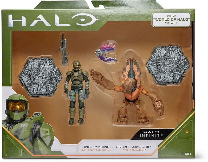 Halo - paquet de 2 figurines de 9,5 cm - UNSC Marine B vs Grunt Conscript