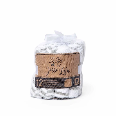 Jesse & Lulu Lot de 12 gants de toilette à thème Argyle : gris