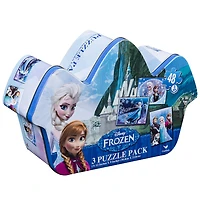 Disney Frozen 3 Pack of 48 Piece Jigsaw Puzzles in Tin Box