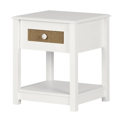 Bloom 1-Drawer Nightstand WH Faux Rattan