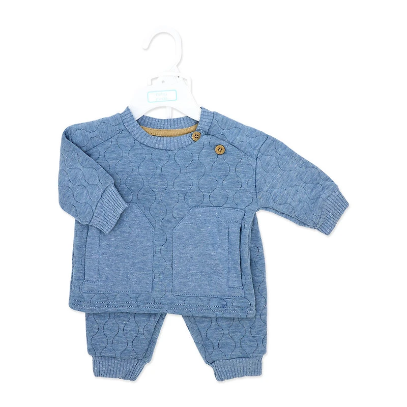 Baby Mode Ensemble de jogging matelassé 2 pièces : bleu