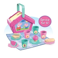 Peppa Pig Let's Have a Picnic Set, Travel Toy with Handle Includes 4 Settings and Play Food, 15-Pieces