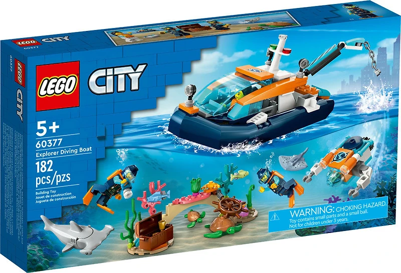 LEGO City Explorer Diving Boat 60377 Building Toy Set (182 Pieces)