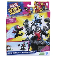 Marvel Stunt Squad Villain Knockdown, Spider-Man et Miles Morales contre Venom, jeu avec figurines de 3,5 cm