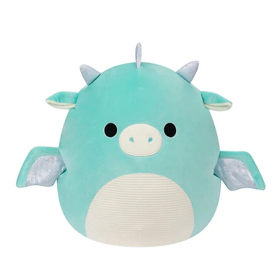 Squishmallows 16" - Miles le dragon sarcelle avec ventre en velours côtelé