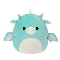 Squishmallows 16" - Miles le dragon sarcelle avec ventre en velours côtelé