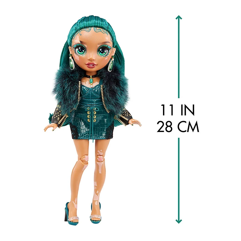Rainbow High Jewel Richie - Poupée-mannequin vert émeraude avec vitiligo