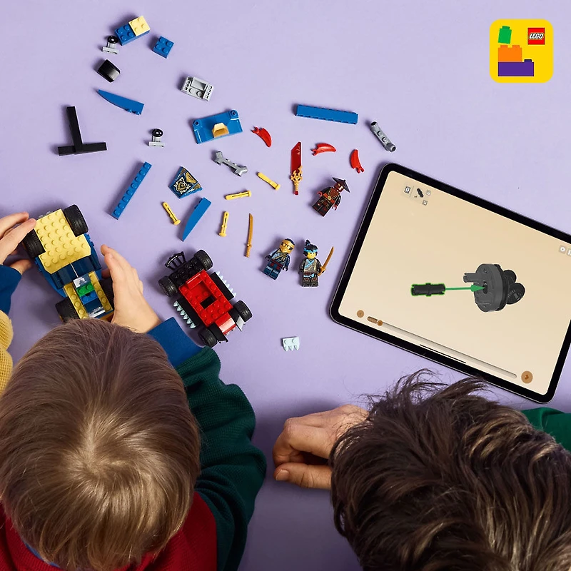 LEGO NINJAGO Le Duel de Voitures de Course entre Rogue et Drix, Ensemble de Jeu de Jouet de Ninja avec 3 Figurines Incluant Nya 71840