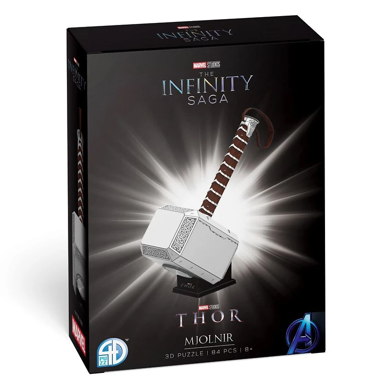 4D Build, Marvel Studios Thor's Hammer Mjolnir, 3D Paper Model Kit, 84 Piece Paper Model Kit