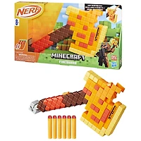 Nerf Minecraft Firebrand, Dart Blasting Axe, 6 Nerf Elite Foam Darts, Design Inspired by Minecraft Axe in the Game, Pull Down Priming, Minecraft Toys
