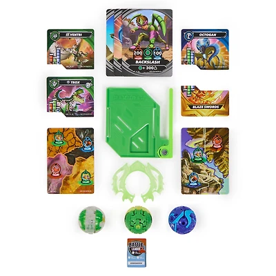 Bakugan Starter 3-Pack, Special Attack Ventri, Octogan et Trox, figurines articulées personnalisables qui tournent et cartes à collectionner