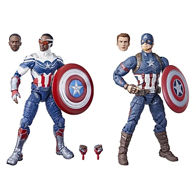Marvel Legends Series Captain America, pack de 2 figurines Steve Rogers et Sam Wilson
