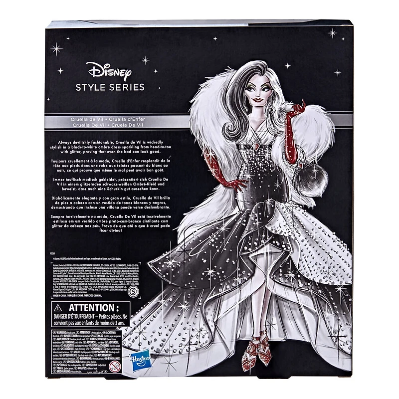 Disney Vilains, Style Series, poupée Cruella d'Enfer au style contemporain avec accessoires