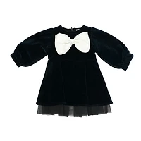 Baby Mode Signature Robe en velours noir avec nœud