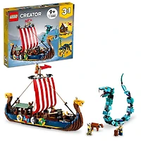 LEGO Creator 3-en-1 Le bateau viking et le serpent de Midgard 31132 Ensemble de construction (1 192 pièces)