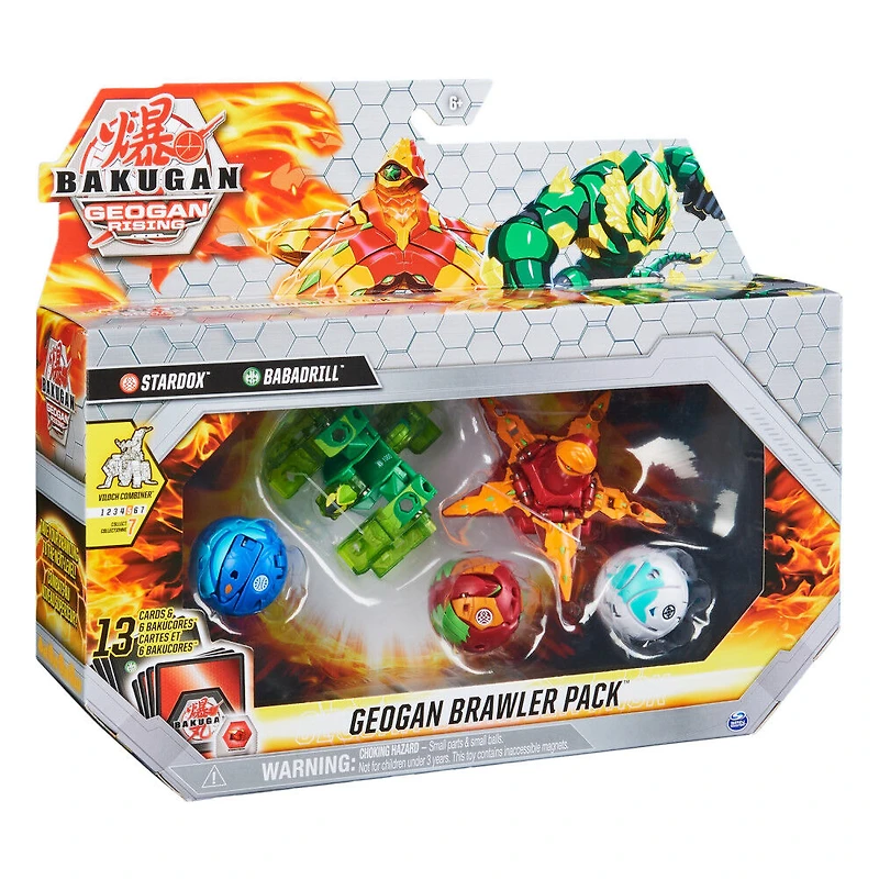 Bakugan Geogan Brawler 5-Pack, Exclusive Stardox and Babadrill Geogan and 3 Bakugan Collectible Action Figures