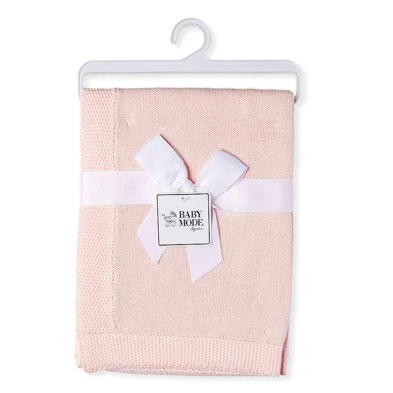 Baby Mode Signature rose Tricot Couverture avec bordure